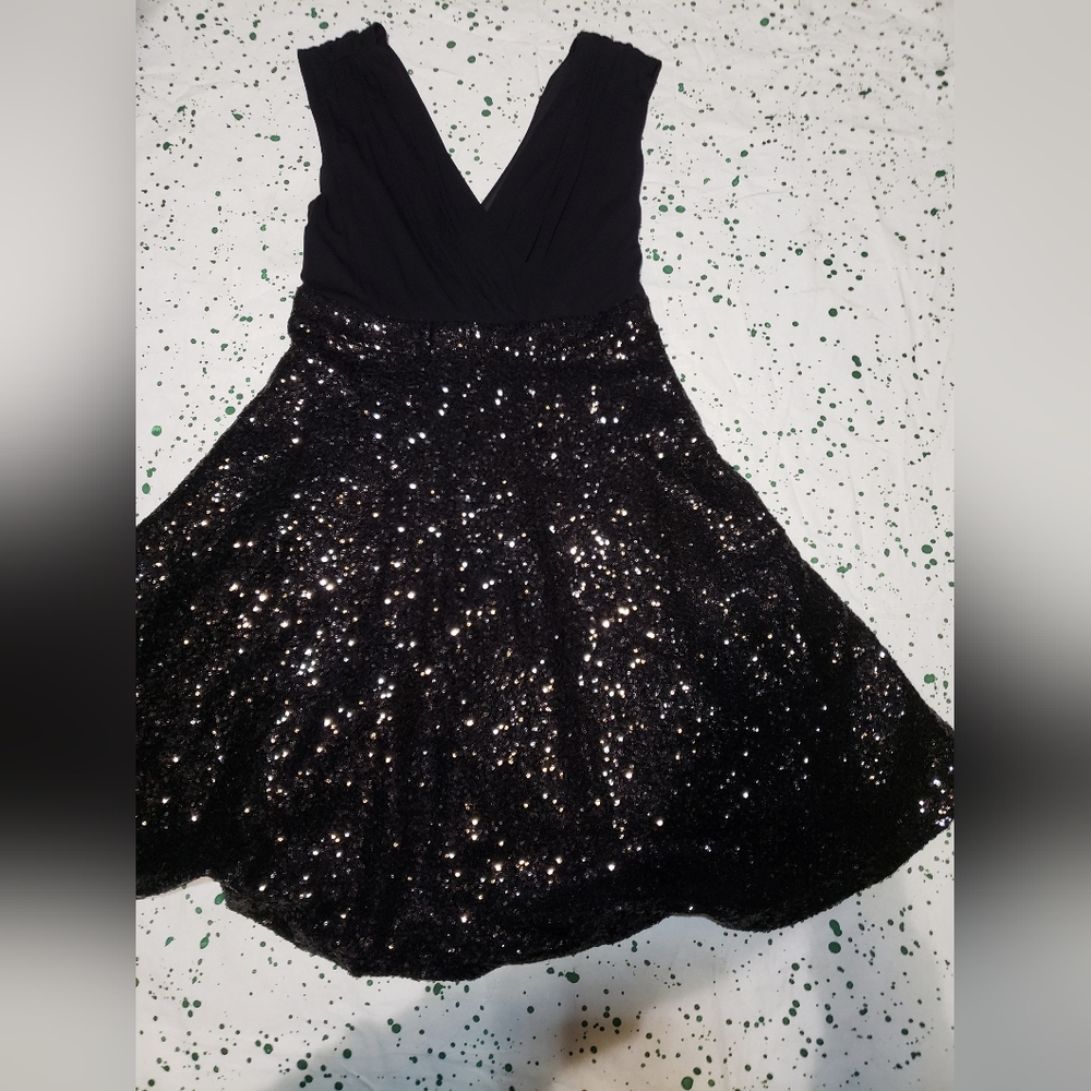 Deep V Sequin Dress
